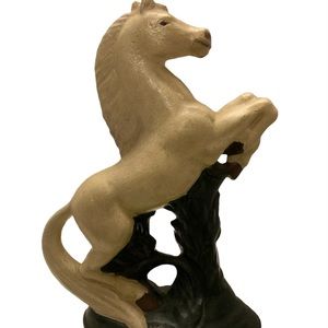 Vintage Hand Painted Prancing Horse Stallion Ceramic Figurine Equestrian